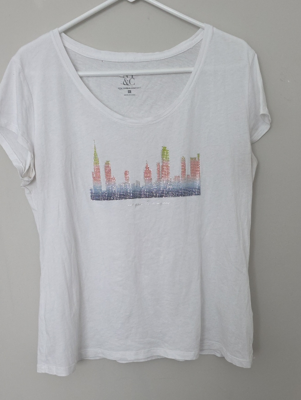 NY&C Rhinestone New York Skyline T Shirt XL